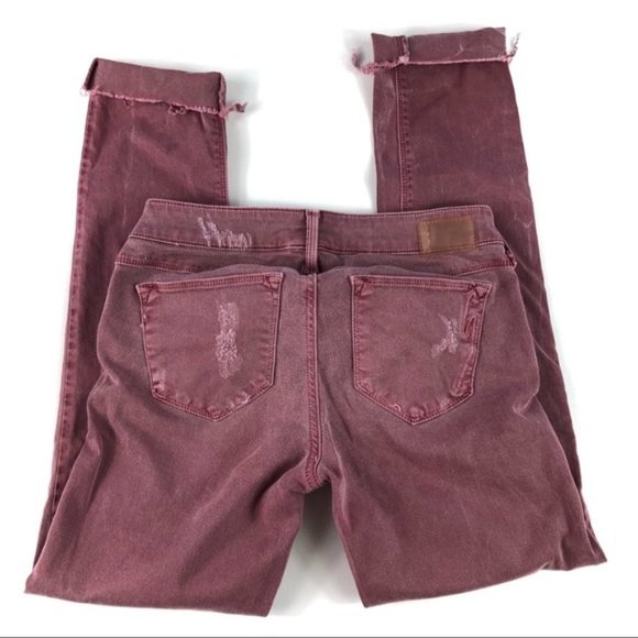 Design Lab Burgundy distressed denim jeans 25 - Picture 5 of 7